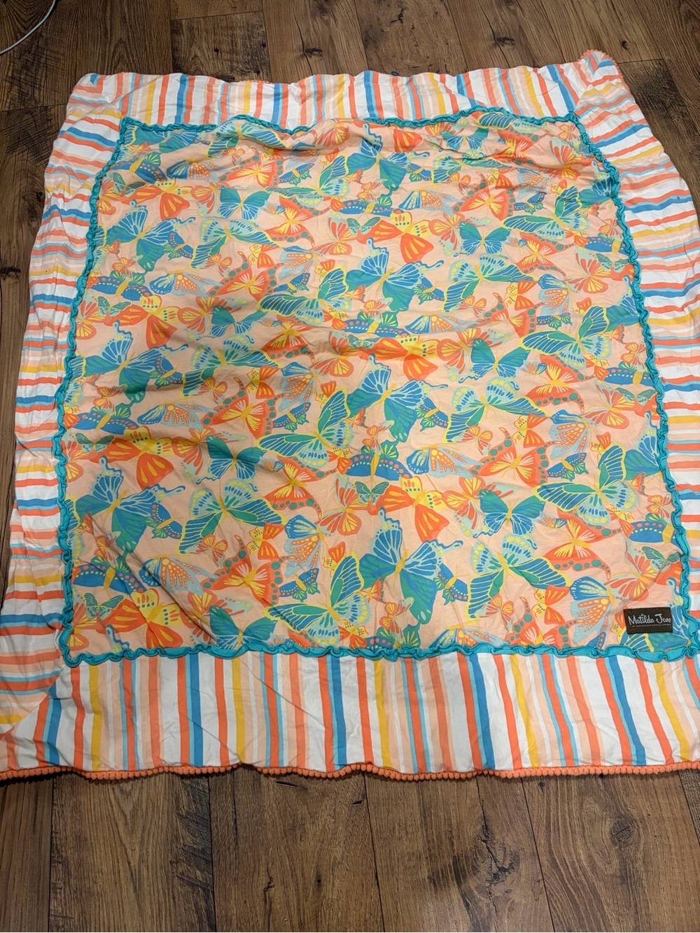 Matilda Jane Orange, Blue & Yellow Butterfly Baby Blanket